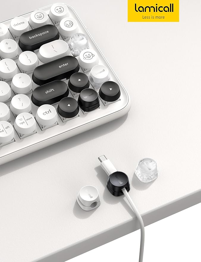 6Pack Cord Organizer, Office Desk Accessories - Lamicall Clear Cable Management Clips, Home Workspace Halloween Organization Accessories, Nightstand Desk Decor, Dorm Room Desktop Gadget Essentials
