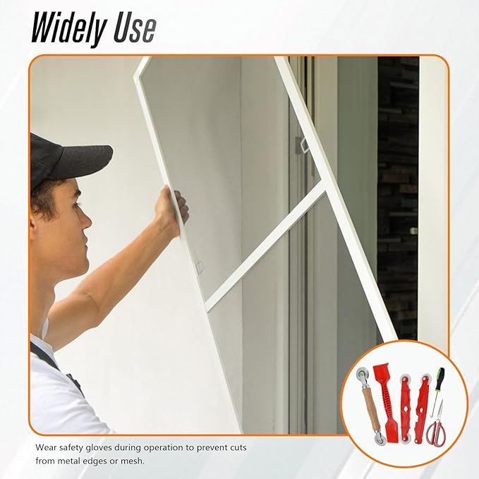 Screen Repair Tools, 6 in 1 Window Screen Installation Kit Include Screen Roller Spline Roller Tool, Spline Removing Hook, Rubber Strip Shovel for Installing and Replacing Window Patio Sliding Door