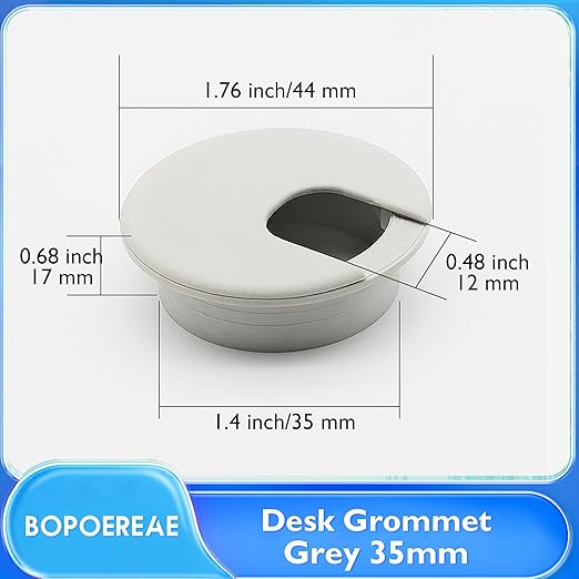 Desk Grommet 1-3/8" (35 mm), Desk Cord Hole Cover, Cable Grommet ABS Plastic, Desk Hole Grommet for Office and Home Table Cable, Detachable Cable Cord Organizer (Light Grey 2 Pcs)