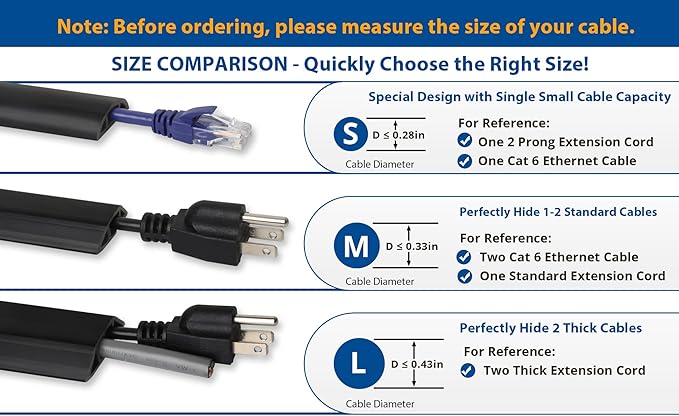 Cord Cover Floor 6ft Grey, PVC Floor Cable Cover, Cord Hider Floor Cord Protector Prevent Cable Trips & Protect Wires, Floor Cable Management Hide Cords on Floor, Cord Cavity - W0.47 x H0.28