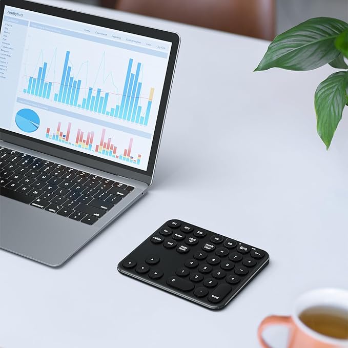 iClever Bluetooth Number Pad, Portable Wireless Number Pad, Aluminum Rechargeable 35-Keys Numeric Keypad for Multi-Devices, Compatible for Laptop, Mac, iMac, Tablet, PC and Desktop