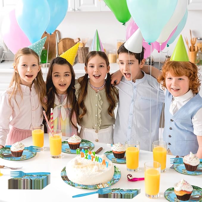 96PCS Gone Fishing Plates and Napkins Party Supplies - Fishing Birthday Party Decorations Fishing Themed Disposable Paper Tableware Set Serves 24 Guests
