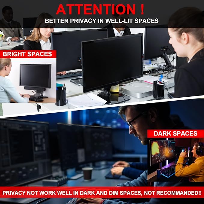 Magnetic Computer Privacy Screen Filter 27 Inch, Removable Hanging Aluminum Alloy Privacy Shield for 16:9 Widescreen Monitor, Anti Spy Anti Scratch Anti Glare Blue Light Screen Guard