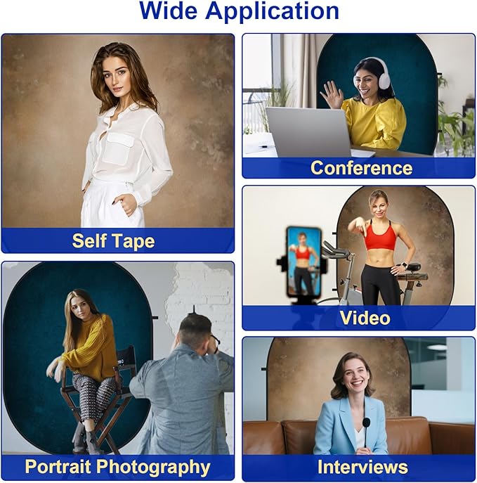 Kate Collapsible Backdrop Brown Blue Pop Up Background Portable for Headshot and Portrait Photography, Video, 5x6.5ft
