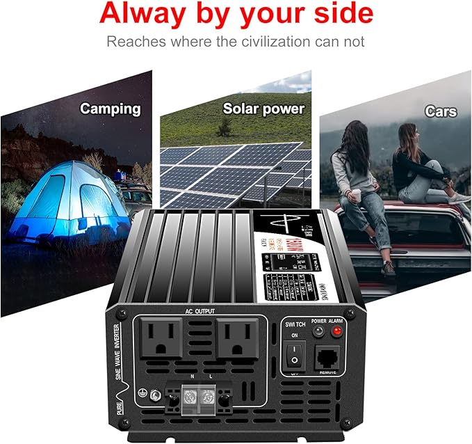 Xijia 1500W(Peak Power 3000W) Pure Sine Wave LCD-Display Solar Power DC 12V Inverter AC 120V 60HZ Solar Converter for Home Use car (DC12V (Range 10V-15V) 1500W