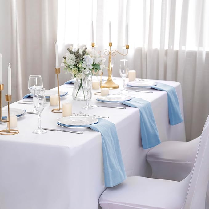 50pcs Polyester Cloth Napkins - 17 x 17 inch Blue Mist Dinner Washable Napkins with Hemmed Edges for Restaurant/Wedding/Hotel(50,Blue Mist)