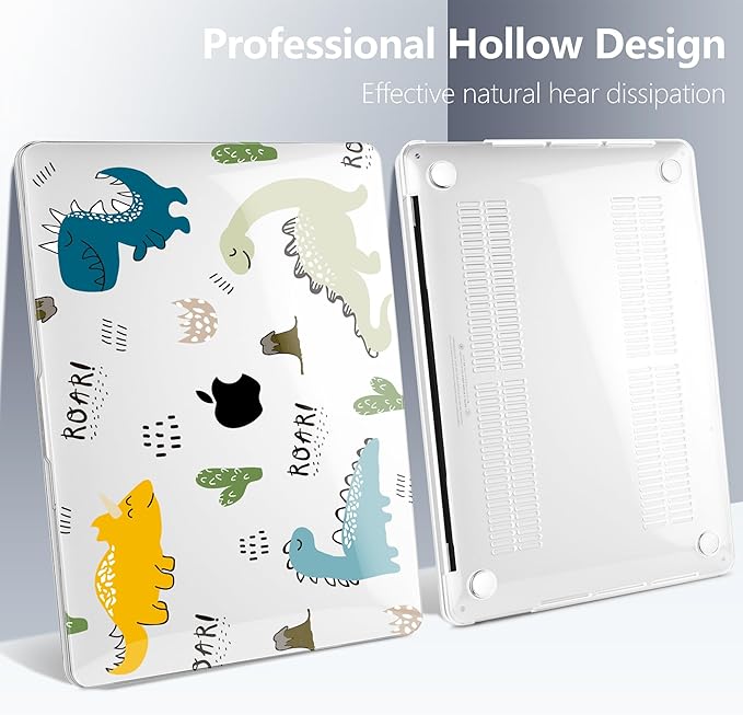 Batianda Case for M1 MacBook Air 13 Inch Model A2337 A2179 A1932 2021 2020 2019 Release,Lovely Creative Series Design Hard Shell with Keyboard Cover & Screen Protector, Cute Dinosaur