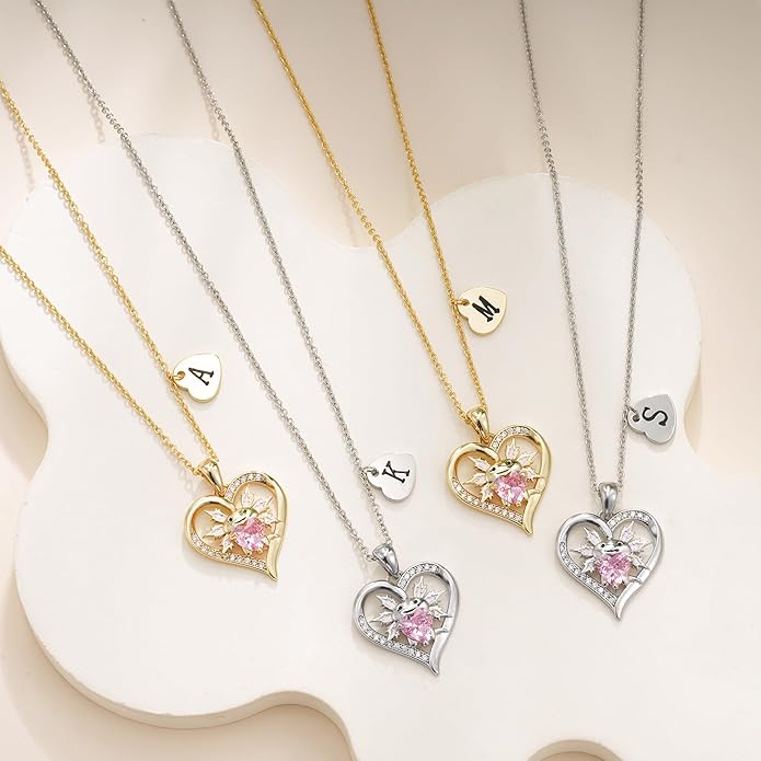 Macate Valentines Day Gifts for Her, 14K Gold Plated Heart Initial Pendant Axolotl Necklace Gold/silver Necklace Valentines Day Birthday Gifts for Women Teen