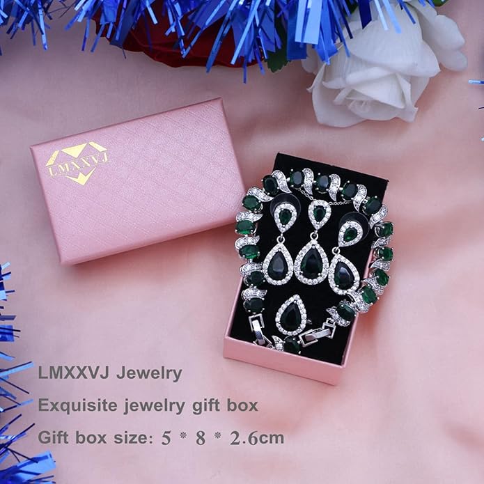 LMXXVJ Teardrop Jewelry Set for Women,Necklace Earrings Adjustable Ring Bracelet Set Fashion Formal Platinum/Gold/Rose Gold Jewelry Gift Girl/Mom/Wife/Grandmother/Best Friend/Aunt
