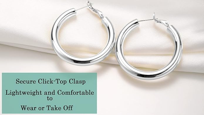 sovesi Chunky Gold Hoop Earrings for Women with 925 Sterling Silver Post, 14K Gold Plated Small Thick Gold Hoops Earrings for Women