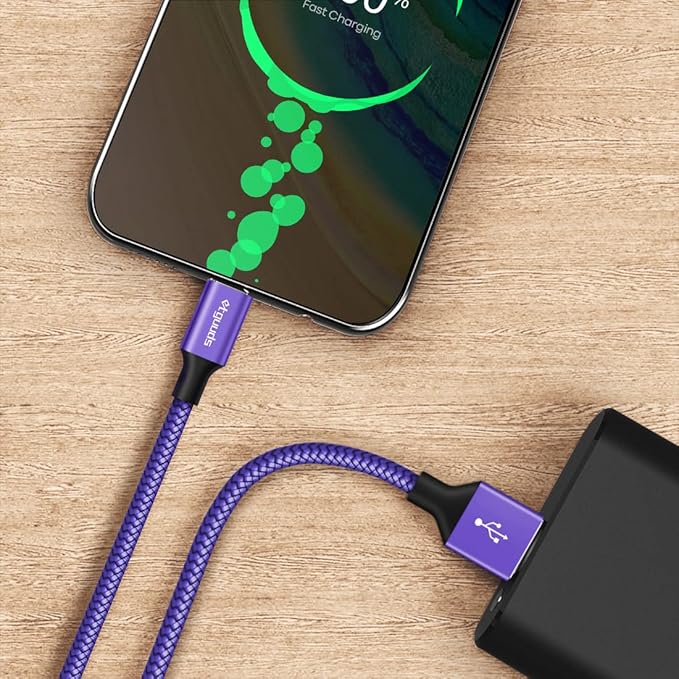 etguuds 6.6ft USB A to USB C Cable 3A Fast Charging, 2-Pack USB A to USB Type C Charger Cord for iPhone 16 15 Pro/Pro Max/Plus, for Samsung Galaxy S24 S23 S22 S21 S20 S10 A55 Flip Note, Moto, Purple