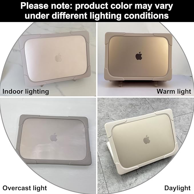 Batianda for M4 MacBook Air 13.6 inch Case 2025 2024 2022 Release Model A3240 A2681(M2) A3113(M3), Heavy Duty Shockproof Protective Hard Shell with Fold Kickstand & Keyboard Cover, Khaki