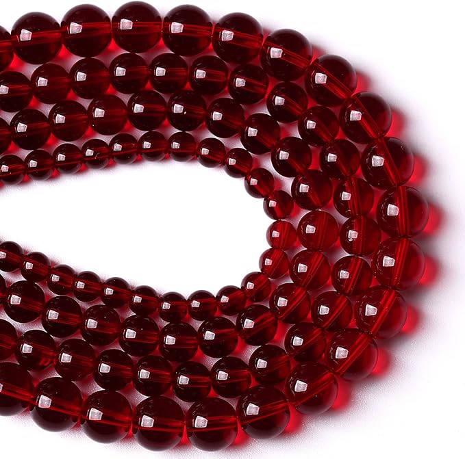10MM 36PCS Garnet Red Glass Crystal Spacer Loose Beads for Jewelry Making DIY Bracelet 15 Inches 1 Strand