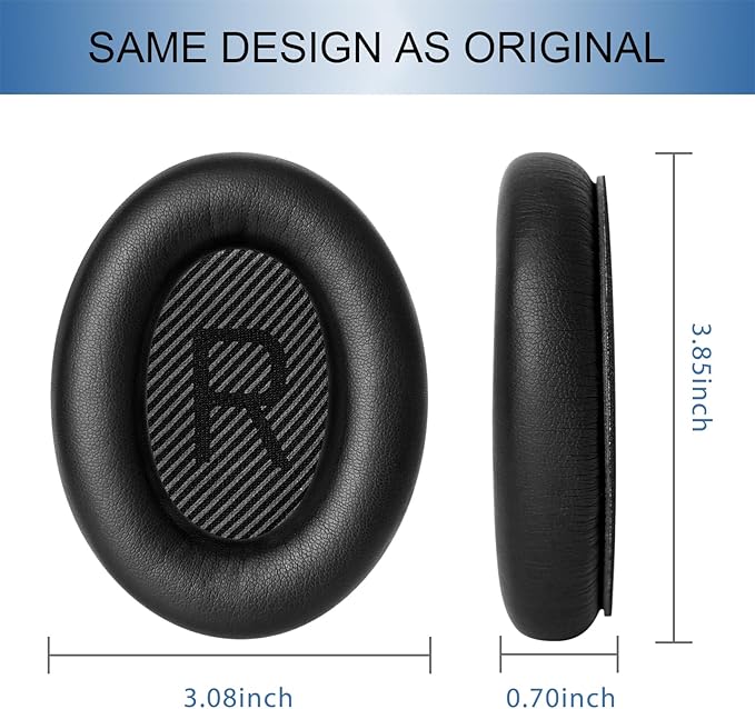 GEVO Ear Pads Cushions Replacement for Bose QC35 ii QC35, Earpads for Bose QuietComfort 35ii 35 Headphones with Protein Leather Noise Isolation Memory Foam (Black)