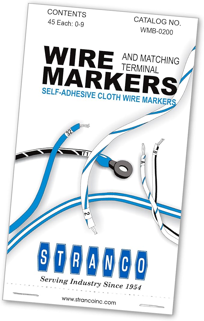 Premium Wire Marker Book for Cable Management, Vinyl-Coated, High-Tack Adhesive, Electric Panel Wire Label Stickers - 10 Pages, 1 Book, Numbered 0-9 (Pack of 5)