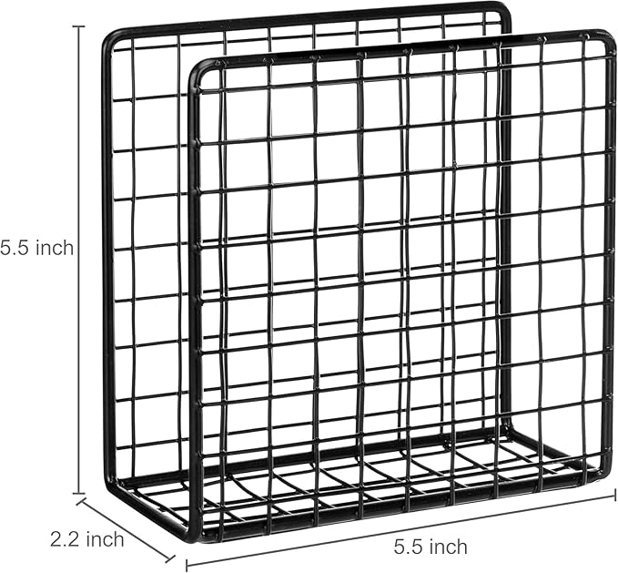 Metal Standing Napkin Holder with Wire Grid Design, Upright Dining Table Cocktail Napkin Holder