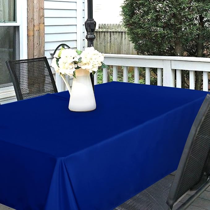 SARAFLORA Outdoor and Indoor Tablecloth -60x84 inch, Blue, Wrinkle Free Washable Waterproof Table Cloth with Umbrella Hole and Zipper Rectangle Table Cover for Spring/Summer/Patio/Picnic/BBQS/Party