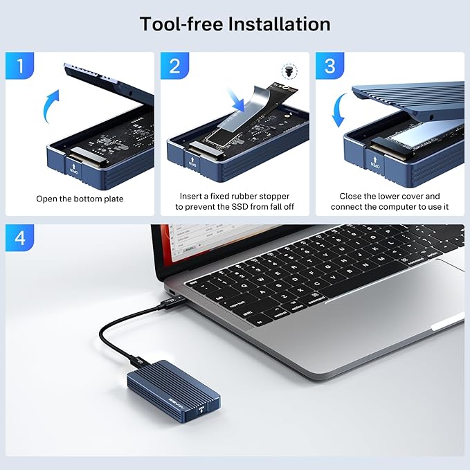 ACASIS 40Gbps M.2 NVMe SSD Enclosure, Only Compatible with Thunderbolt 4/3 USB4,TBU405 Air for M1 M2 Pro/Max, Tool Free Installation, Support M-Key Interface B+M 2280/2260/2242/2230 SSD Size