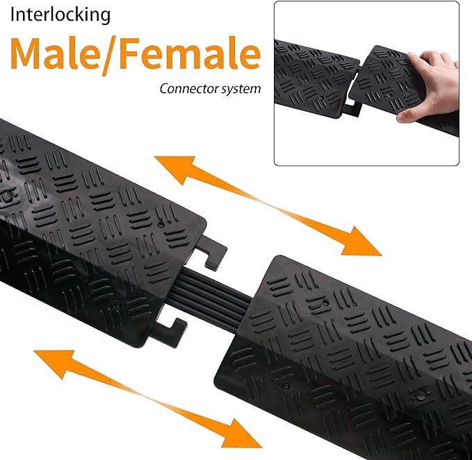 Small 2 Pack - Floor Cord Cover Cord Protector Drop Over Drop Trak Cable Ramp for Office Warehouse - Black