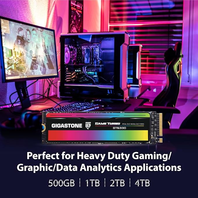 Gigastone M.2 SSD 2TB PCIe 3.0 NVMe SSD 3,500MB/s Internal Gaming Solid State Hard Drives Upgrade PC Laptop Storage High Speed Response for Gamers Graphic Design Creators IT Pros PCIe Gen3x4