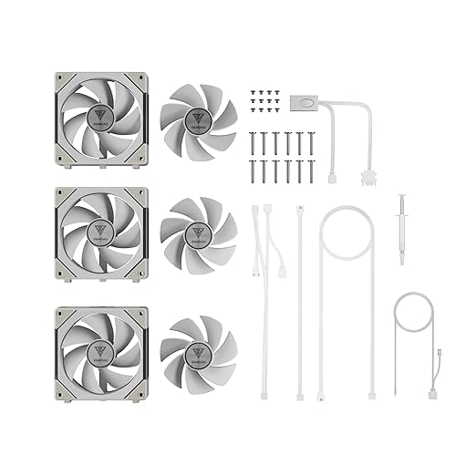 GAMDIAS AEOLUS P2-1203 120mm ARGB PWM Fan (3 Pack, no Hub), Include Reverse Fan Blade x3 & Controller, ARGB Sync, Easy Installation & Cabless Daisy-Chain Design, Silent Operation, Up to 2400RPM, White