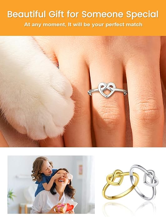 Bestyle 925 Sterling Silver Ring for Women, Minimalist Claddagh Ring Celtic Knot Ring for Women, Irish Promise Wedding Band, Gold/Rose Gold Vermeil Women Band Ring, Stackable, Gift for Her