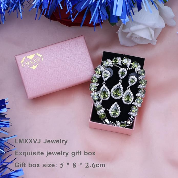 LMXXVJ Teardrop Jewelry Set for Women,Necklace Earrings Adjustable Ring Bracelet Set Fashion Formal Platinum/Gold/Rose Gold Jewelry Gift Girl/Mom/Wife/Grandmother/Best Friend/Aunt