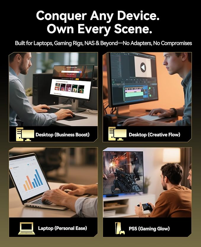 ORICO OG7000 2TB PCIe Gen4 NVMe SSD, Up to 7400MB/s, 8-Channel Controller, Graphene Thermal Solution, Ideal for 4K Video Editing, 3D Rendering, Content Creation, Compatible with PS5 and PC