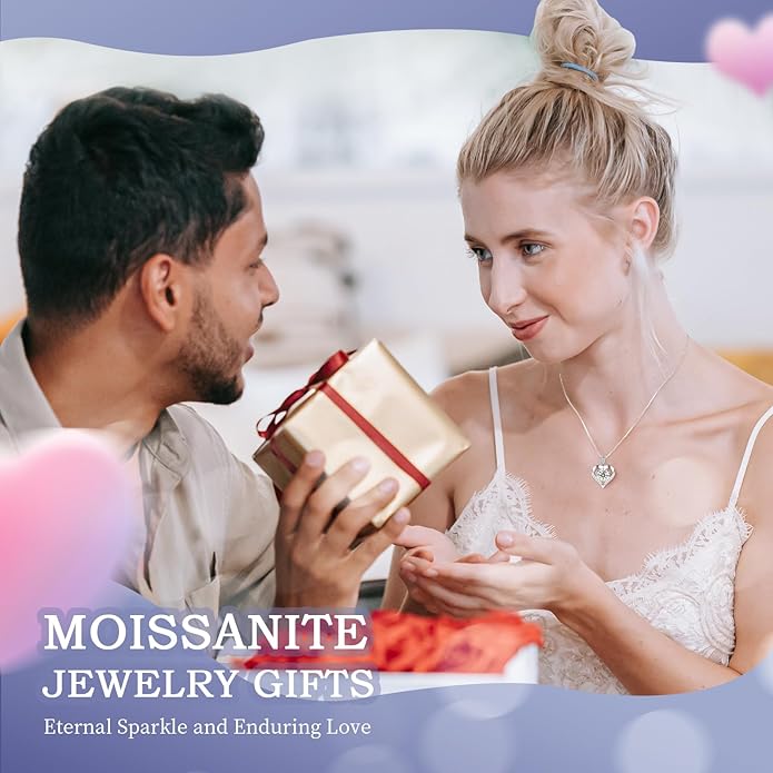 Gorgeous Moissanite Necklaces for Women - Valentine's Day Gifts for Wife Girlfriend, 925 Sterling Silver 1-3CT Moissanite Pendant Jewelry, Wedding Anniversary Birthday Christmas for Mom