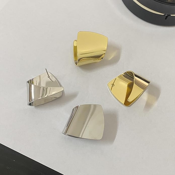 Unique Abstract Earrings For Women,Geometric Statement Stud Earring Large Hypoallergenic Earring for Gift