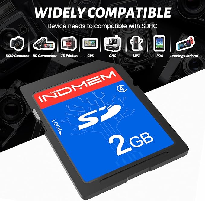 INDMEM SD Card 2GB, 6 Packs Class 4 2GB Flash Memory Card MLC Standard Secure Digital Cards Camera Card