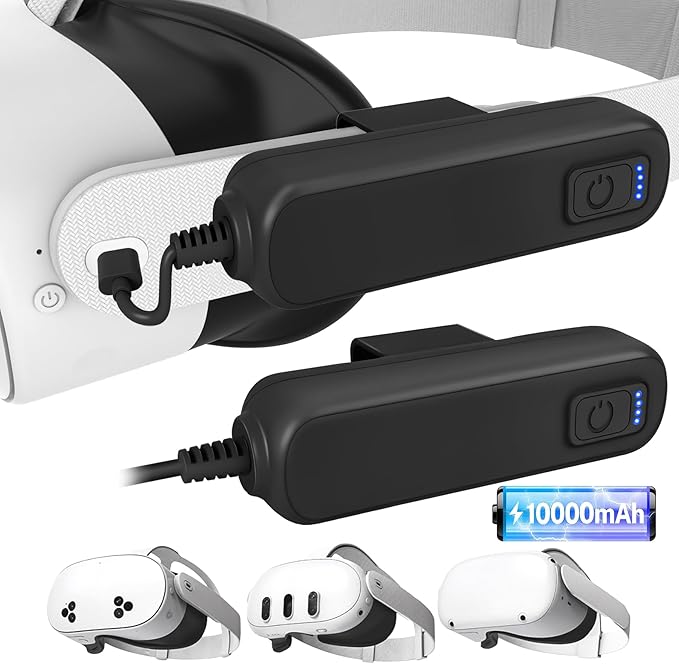 2-Pack 5000mAh Battery Pack for Meta/Oculus Quest 3S/3/2, 18W PD Fast VR Charger, Extended 4-8H Playtime, Dual Fast Charging, Clip-On Power Banks, Lightweight & Safe, Meta Quest 3S/3/2 Accessories
