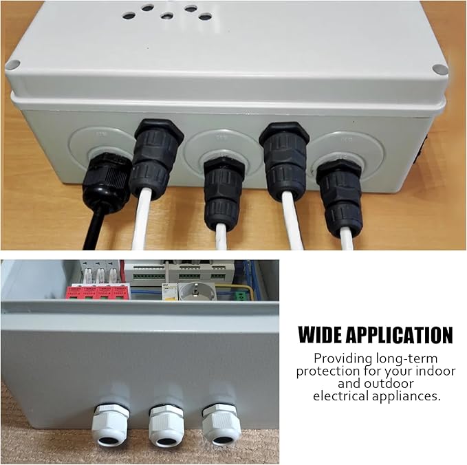 12 Pcs 3/4" NPT Nylon Cable Glands, Black Strain Relief Cable Cord Connector IP68 Waterproof Junction Box Wire Protectors Adjustable for 13-18mm Cable Diameter