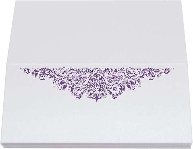 Paisley Place Cards, Purple (Choose Color), Set of 25, Pre-cut and Scored - Wedding, Party, Dinner, and Special Events - Made in the USA