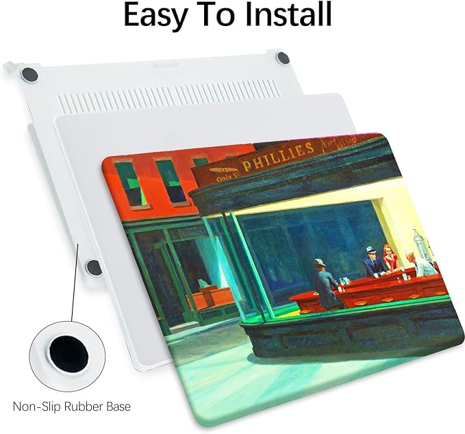 Compatible with MacBook Pro 13 inch Cover, 2022-2016 Release A2289/A2251/A2338 M1 with Keyboard Cover & Screen Protector American Scene Painting (Nighthawks by Hopper)
