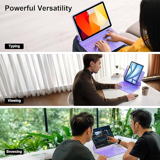 Keyboard Case for iPad Air 13 inch (M3 2025/M2, 2024),iPad Pro 12.9 inch (3/4/5/6th Gen),Magic-Style Magnetic – Floating Cantilever Stand – Backlit Keyboard Case with Multi-Touch Trackpad