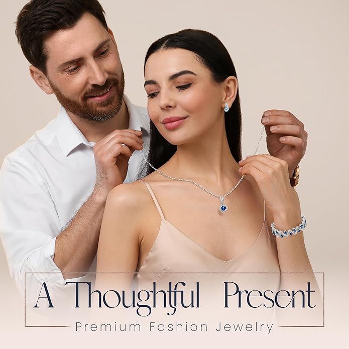 Crystalline Azuria Jewelry Sets For Women Wedding Jewelry Sets Bridal Jewelry Set With Necklace And Earring For Bride Cubic Zirconia Bridesmaid Jewelry