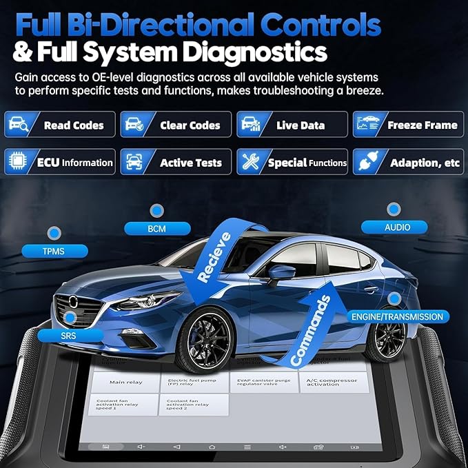 XTOOL D9S Automotive Diagnostic Tool, Wireless OBD2 Scanner with ECU Coding, Topology, Bidirectional Scan Tool 2.0 with FCA, 45+ Resets, Full System, PMI, CAN FD/DoIP, 3-Yr Update