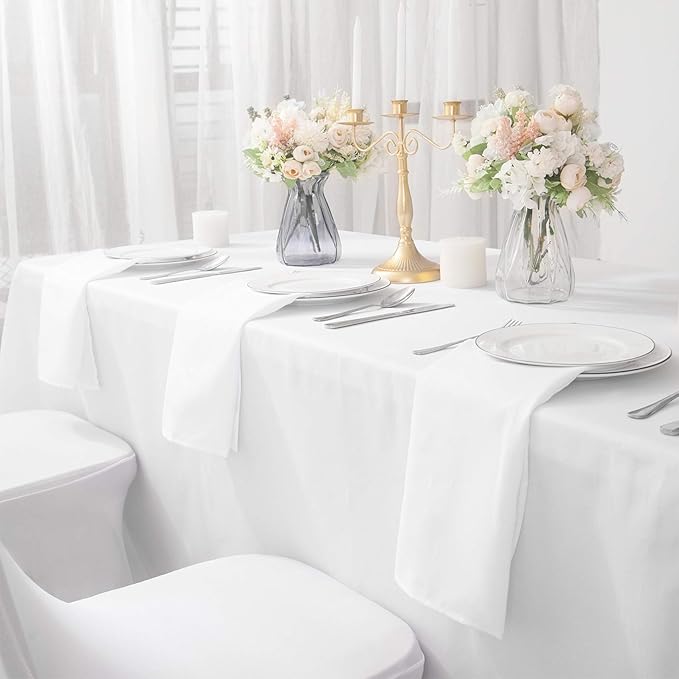50pcs Polyester Cloth Napkins - 20 x 20 inch White Dinner Washable Napkins with Hemmed Edges for Restaurant/Wedding/Hotel(50,White)