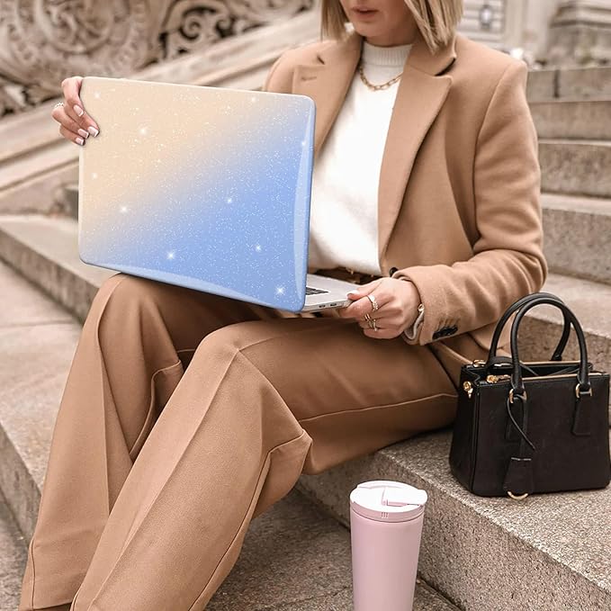 iCasso for MacBook Air 13 inch Case 2025 2024-2022 Release M4 A3240 M3 A3113 A2681 M2 with Liquid Retina Display, Hard Plastic Shell for Mac Air 13.6, Keyboard Cover&Screen Protector, Glitter Gradient