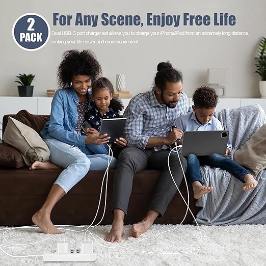 Charger for iPhone 16/15 Pro Max Charger Fast Charging, 2Pack 20W Dual Port USB C Fast Charger Block with 10FT Long USB C to C Charging Cable Cord for iPhone 15 Pro Max/15 Pro/15/15 Plus, iPad Pro/Air
