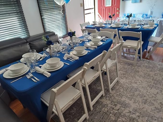 FORLIFE 2Pack Spandex Table Covers,Fitted Tablecloth for Rectangular Tables, Stretch Patio Table Covers, Universal Spandex Table Cover for Wedding, Banquet, Party (6ft, Royal)