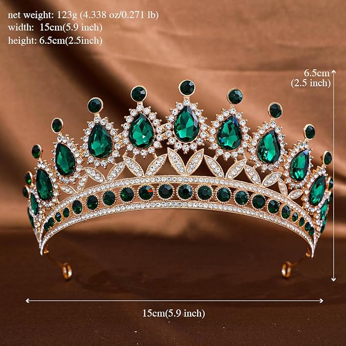 FORSEVEN Crystal Tiaras and Crowns for Women - Wedding and Birthday Party Princess Crown Hair Accessories - Bride Rhinestone Headband Halloween Decorations Hairband