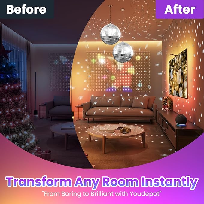 6-Inch Disco Ball 2-Pack – Silver Hanging Mirror Balls with String, Reflective Disco Ball Decor for Disco Party Decorations, Disco Christmas Decor, Home DIY, Weddings & Indoor/Outdoor Events