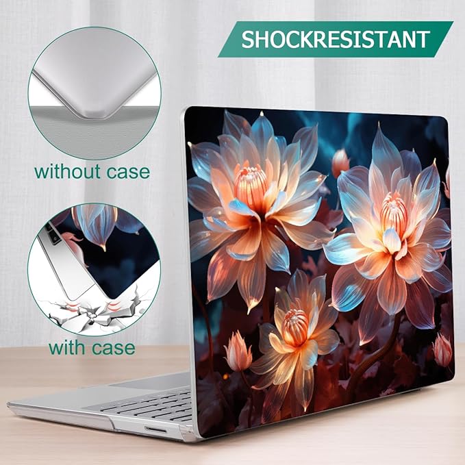 Tuiklol Case for 15 Inch Microsoft Surface Laptop 5/4/3 2022-2020, Model 1979/1953/1872/1873 Hard Shell Cover, Keyboard Cover+Screen Protector+Dust Plugs,Luminescent Flowers