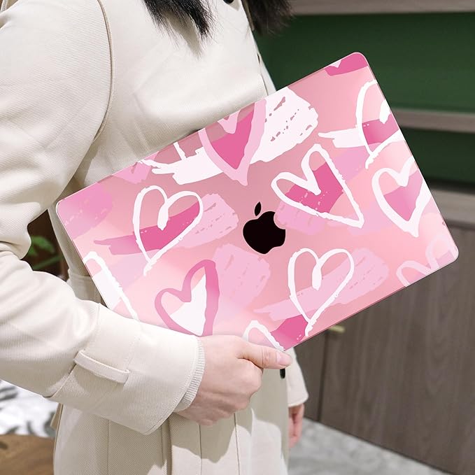 MEEgoodo Case for MacBook Pro 13 inch Case 2022 2021 2020 New A2338 M2/M1 A2251 A2289, Laptop Hard Shell with Keyboard & Camera Cover Compatible with 13 inch MacBook Pro, Fashion Heart Pattern