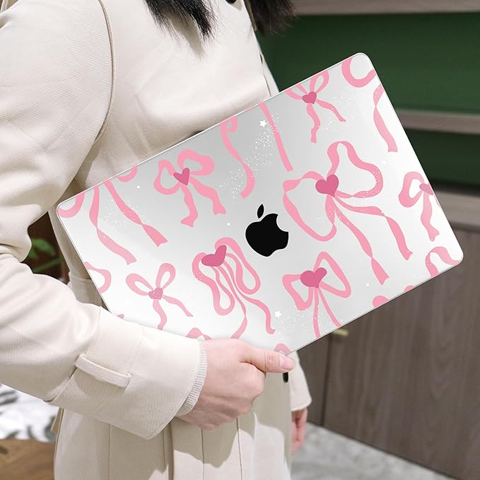 MEEgoodo Case for MacBook Pro 13 inch Case 2022 2021 2020 New A2338 M2/M1 A2251 A2289, Laptop Hard Shell with Keyboard & Camera Cover Compatible with 13 inch MacBook Pro, Coquette Ribbon Bow