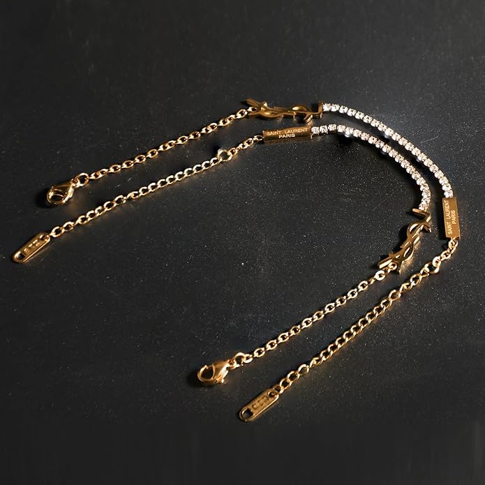 Initial Dainty 18K Gold Plated Chain Link Bracelet for Women, Minimalist Luxury Jewelry Gift