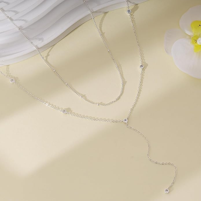 Gold Necklace for Women, Dainty Gold Long Necklaces 14k Gold Plated Prom Lariat Necklace Cute Choker Necklaces for Women Trendy Stuff Fashion Costume Gold Accessories Christmas Jewelry Gifts