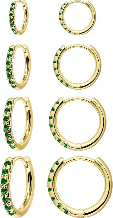 Small Gold Huggie Hoop Earrings Set for Women Men Hypoallergenic 14K Plated Stack Cartilage Earrings, Multiple Piercing Lightweight Mini Thin Cute Dainty Trendy Jewelry Set Christmas Gifts for Women